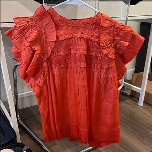 Sea coral ruffled top